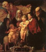 Jacob Jordaens The Holy Family with St.Anne, the Young Baptist and his Parents oil painting on canvas